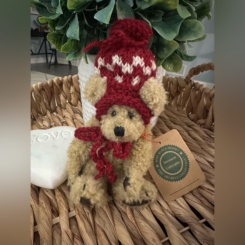 Boyds Bear with red winter hat